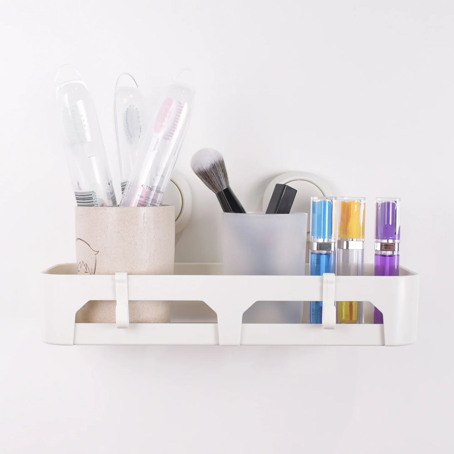 Etajera baie, bucatarie, multifunctional, ventuze silicon, Naimeed D5156, Alb