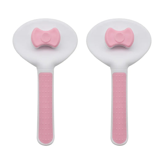 Set 2 perii cu mecanism de indepartare a parului, Naimeed D5178, pentru animale, Roz