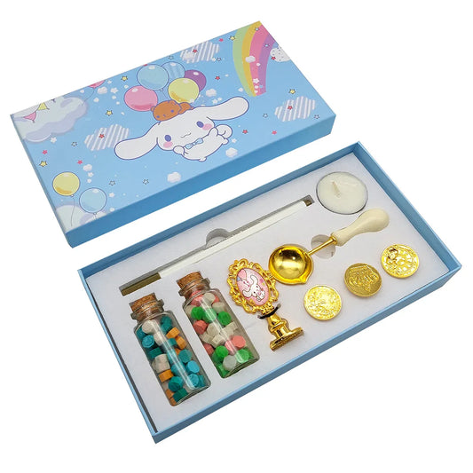 Set 9 piese, sigiliu ceara, Naimeed D5216, 4 stampile, Alb