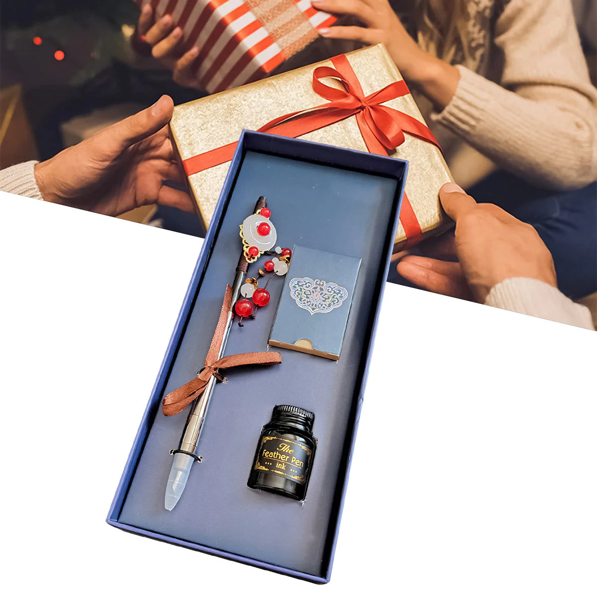 Set stilou cu penita, calimara, 5 rezerve, Naimeed D5225, model3