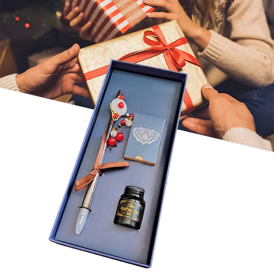 Set stilou cu penita, calimara, 5 rezerve, Naimeed D5225, model3