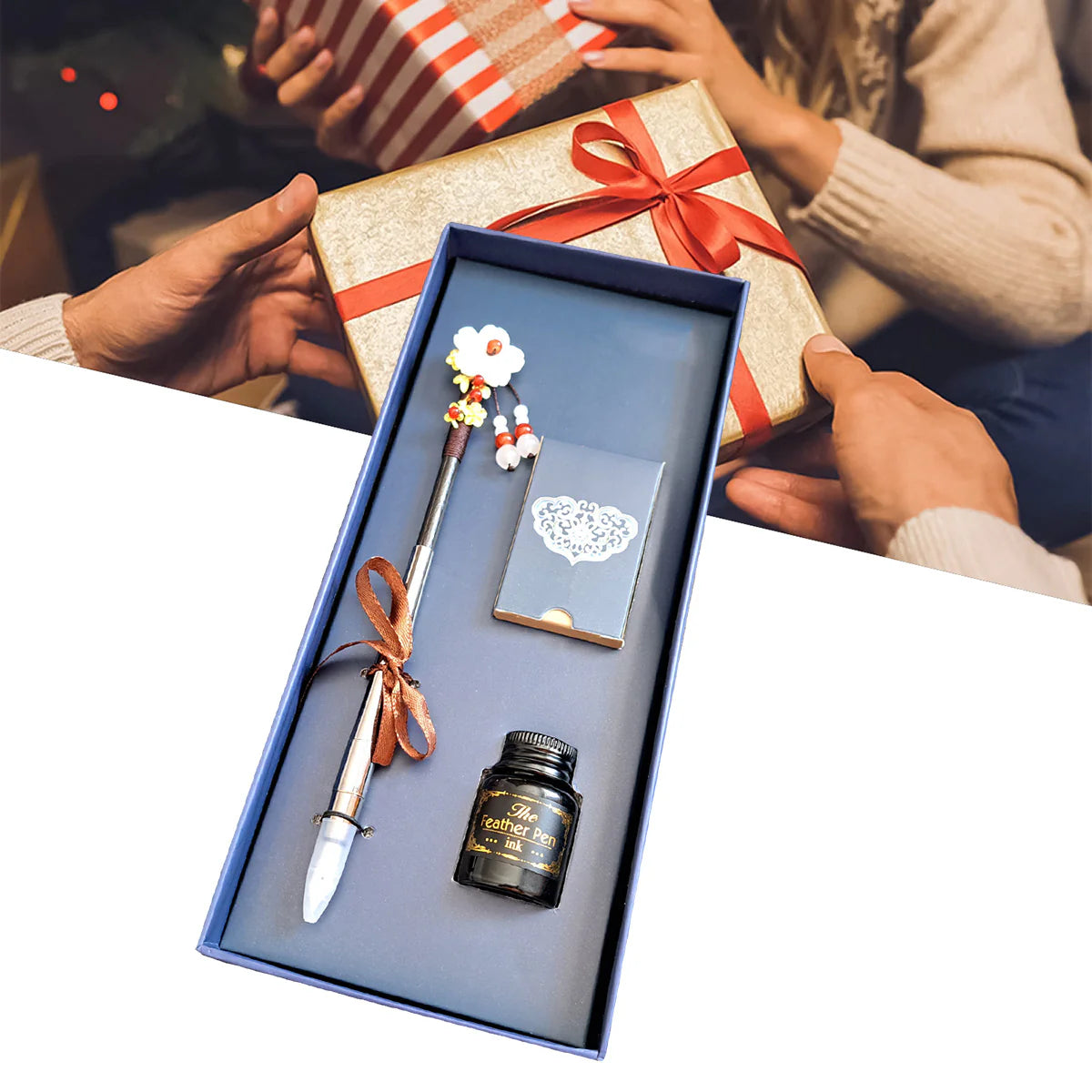 Set stilou cu penita, calimara, 5 rezerve, Naimeed D5225, model4