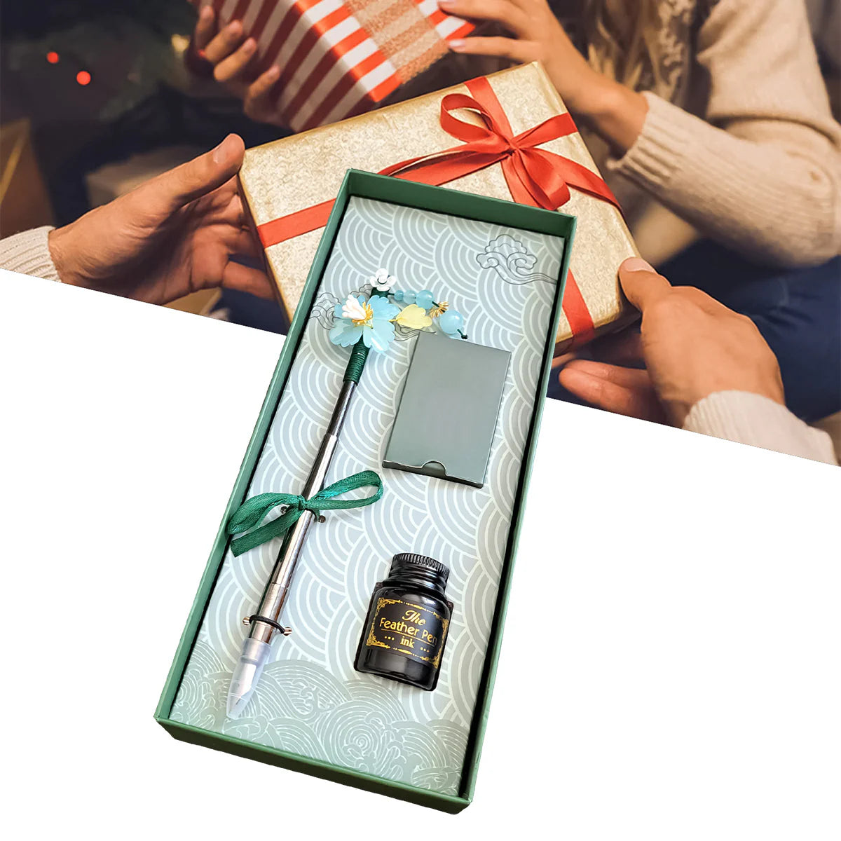 Set stilou cu penita, calimara, 5 rezerve, Naimeed D5225, model5