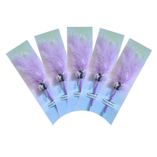 Set 5 pixuri Feather Writer, cu pana si accesoriu, elegant, Naimeed D5230, Mov