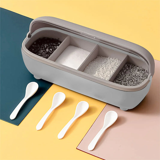 Recipient condimente, Naimeed D5274, cu 4 linguri, Gri