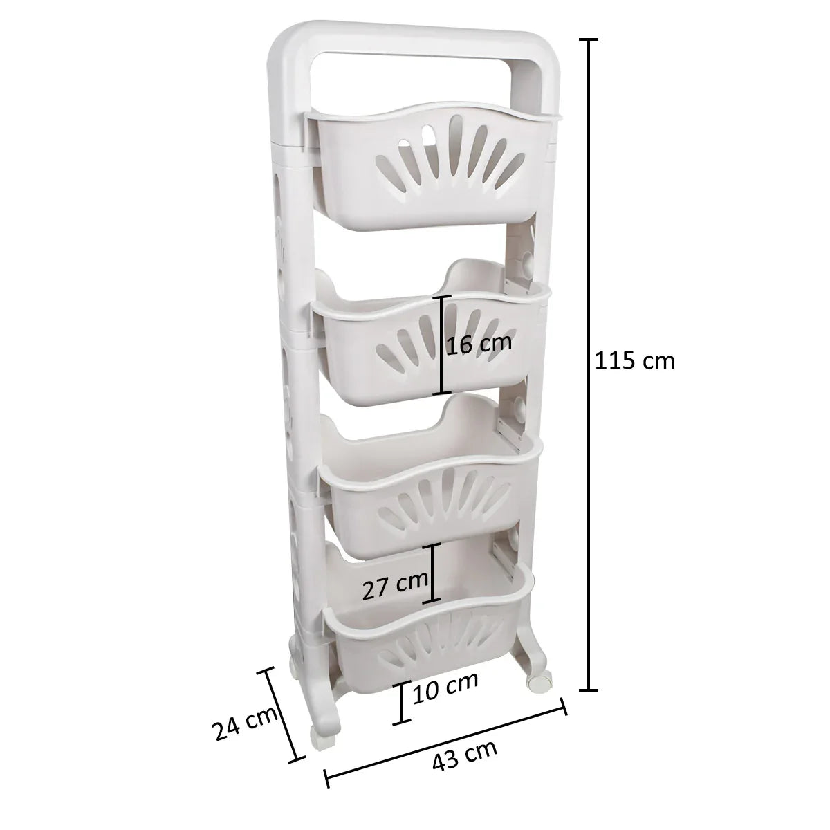 Raft multifunctional, 4 niveluri, Naimeed D5284, Alb, 43x24x115cm