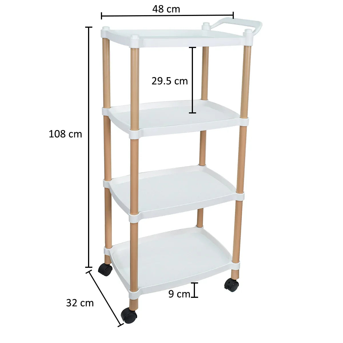 Raft multifunctional, 4 niveluri, Naimeed D5286, Alb, 48x32x108cm
