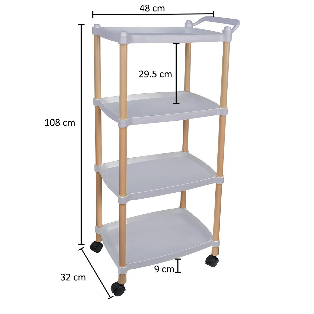 Raft multifunctional, 4 niveluri, Naimeed D5286, Gri, 48x32x108cm