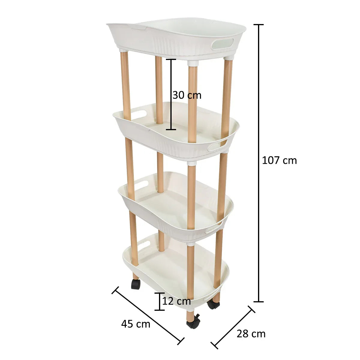 Raft multifunctional, 4 niveluri, Naimeed D5287, Alb, 45x28x107cm