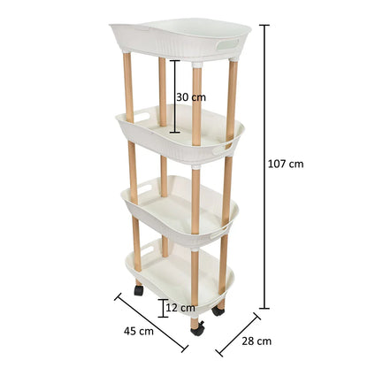 Raft multifunctional, 4 niveluri, Naimeed D5287, Alb, 45x28x107cm