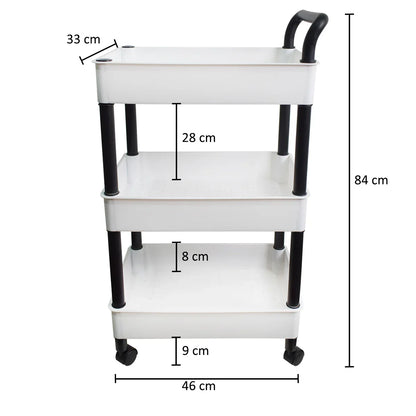 Raft multifunctional, 3 niveluri, Naimeed D5288, Alb/Negru, 46x33x84cm