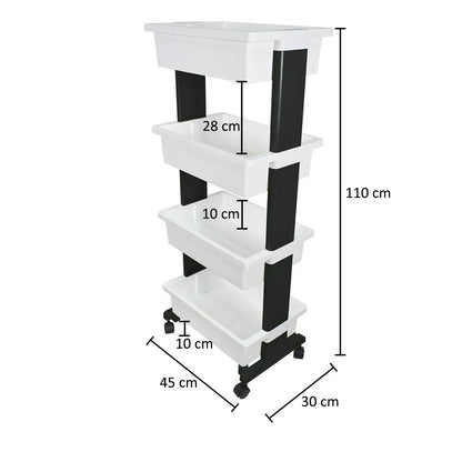 Raft multifunctional, 4 niveluri, Naimeed D5289, Alb/Negru, 45x30x110cm