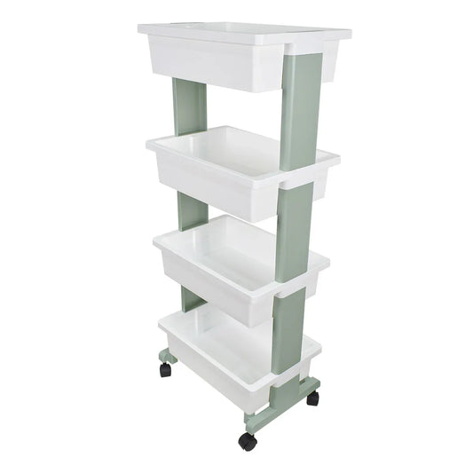 Raft multifunctional, 4 niveluri, Naimeed D5289, Alb/Turcoaz, 45x30x110cm