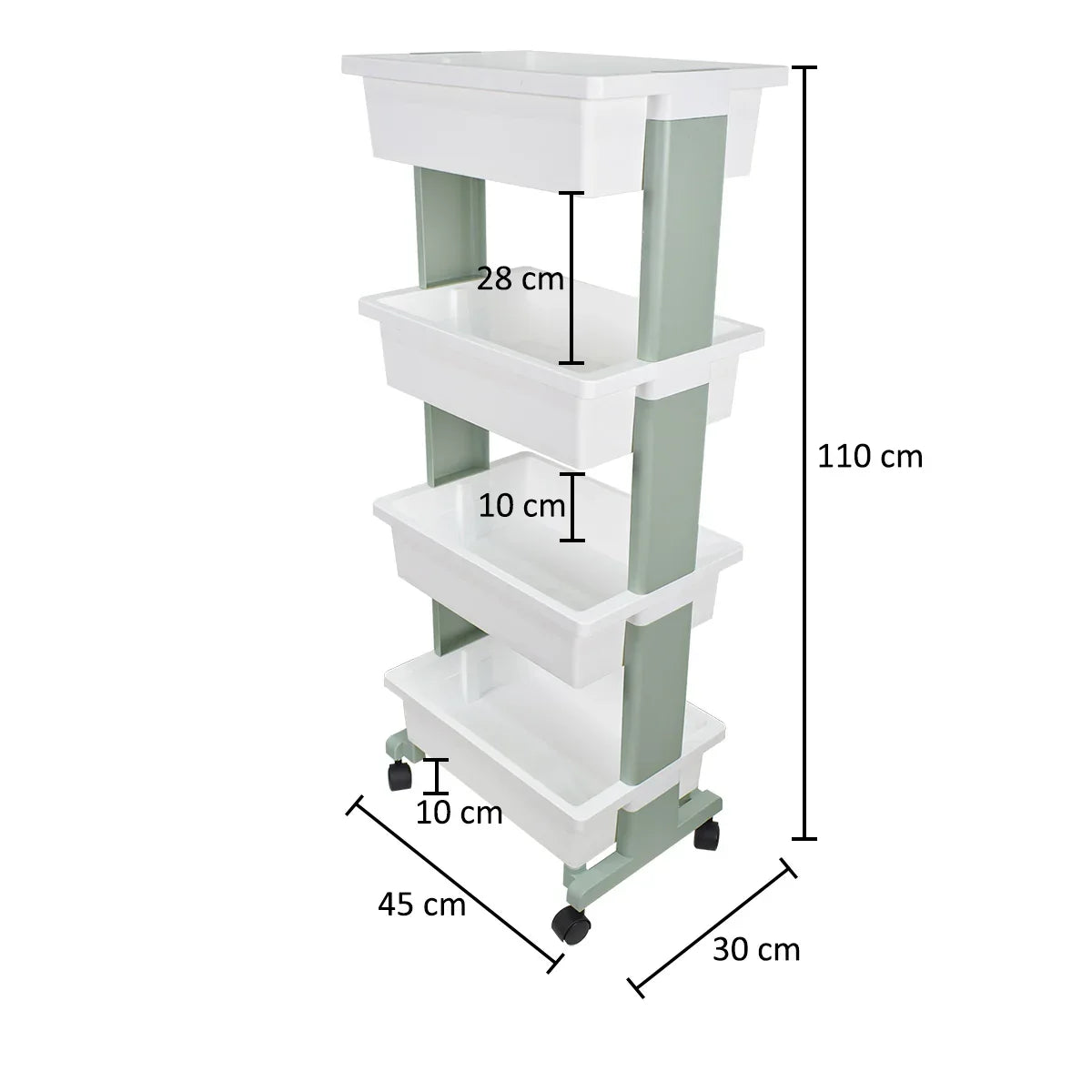 Raft multifunctional, 4 niveluri, Naimeed D5289, Alb/Turcoaz, 45x30x110cm