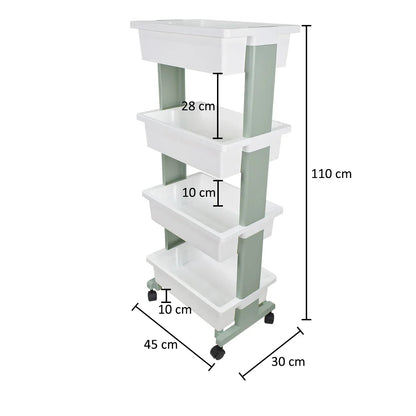 Raft multifunctional, 4 niveluri, Naimeed D5289, Alb/Turcoaz, 45x30x110cm