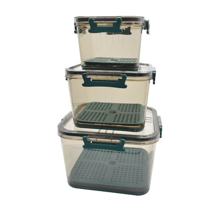 Set 3 caserole, monitorizarea datei, sistem de scurgere, Naimeed D5308, Verde