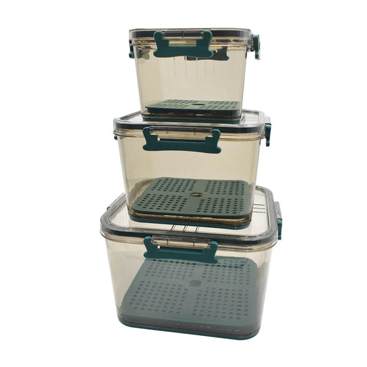 Set 3 caserole, monitorizarea datei, sistem de scurgere, Naimeed D5308, Verde