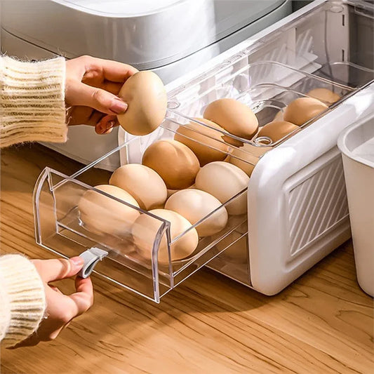 Organizator cu sertare speciale pentru depozitarea oualelor, Naimeed D5310,18x34x14cm, Alb