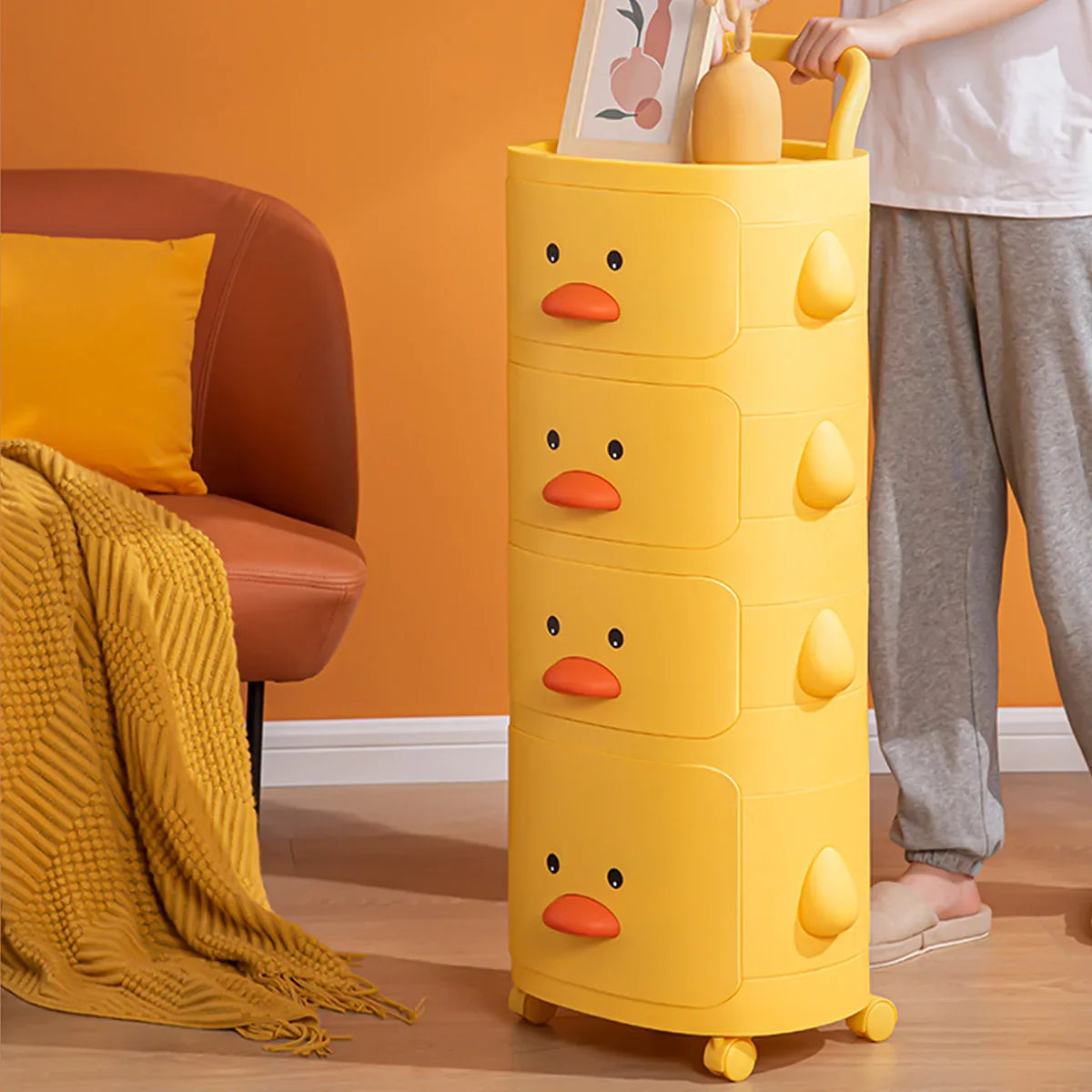 Raft multifunctional, 4 niveluri, model ratusca, Naimeed D5312, Galben, 38x30x100cm
