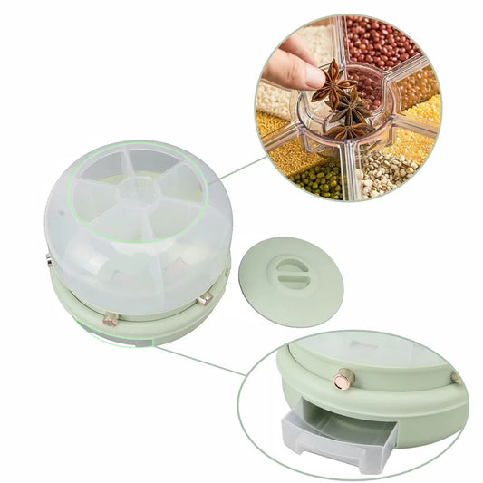 Recipient pentru orez, Naimeed D5315, cu 6 compartimente, 29x29x25cm, Verde Deschis