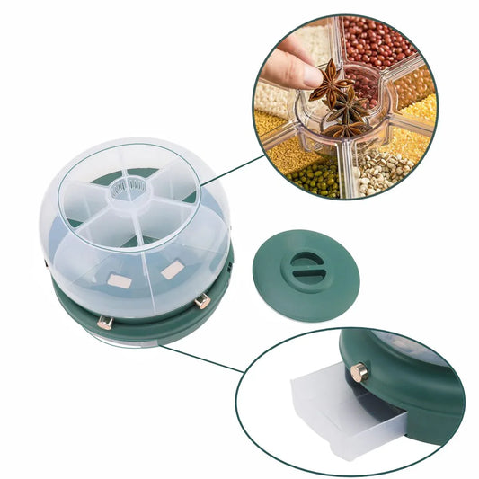 Recipient pentru orez, Naimeed D5315, cu 6 compartimente, 29x29x25cm, Verde Inchis