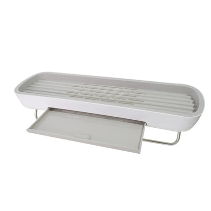 Etajera baie, sistem scurgere apa, suport prosop, Naimeed D5323, Alb, 42x12x10cm
