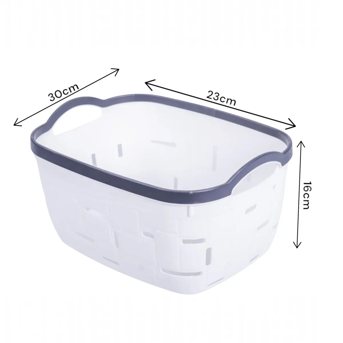 Set 3 cosuri depozitare, Naimeed D5341, D5342, D5343, plastic, 34x27x20 cm, 30x23x16 cm, 26x19x14 cm, Alb