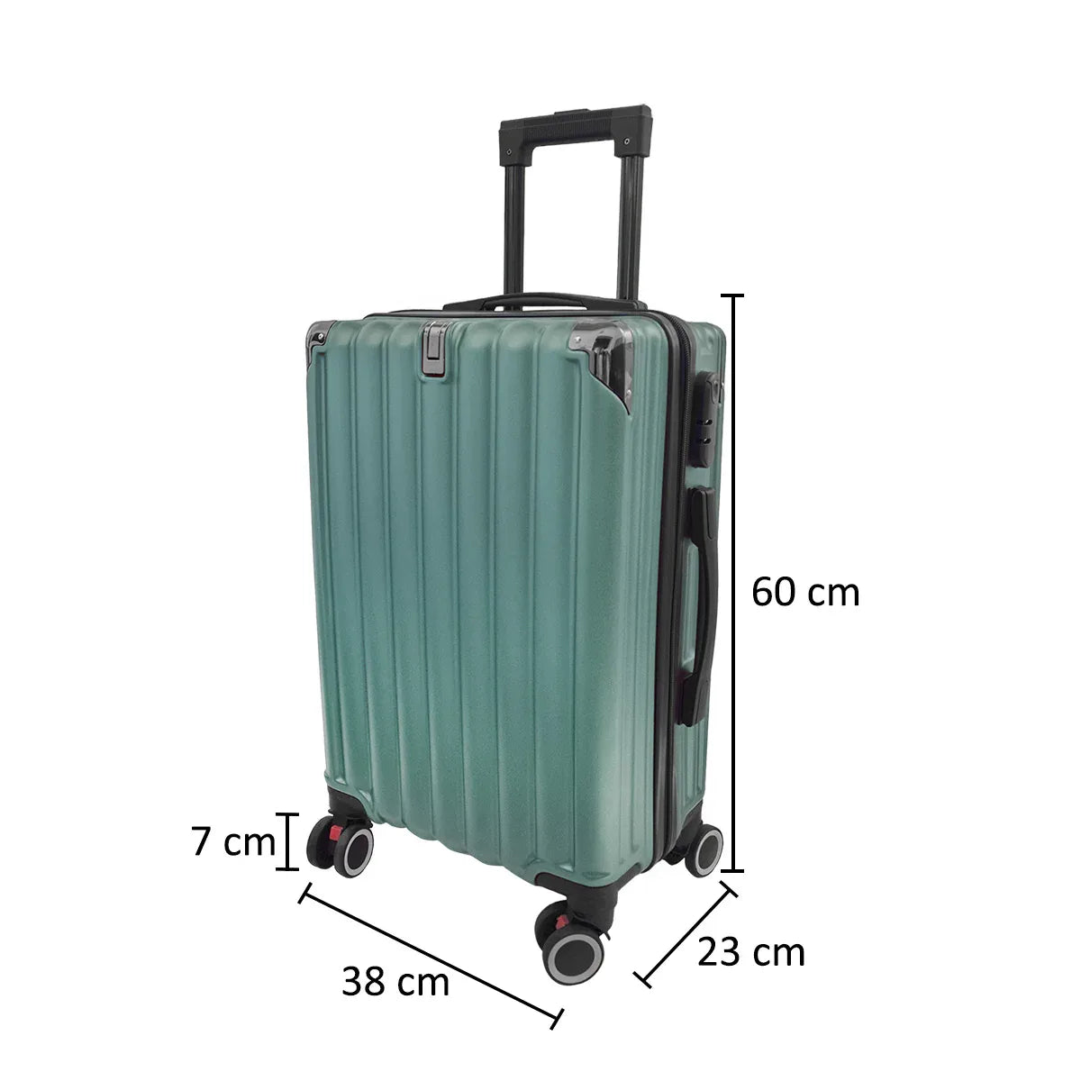 Troler voiaj, Naimeed D5388S, 4 roti duble 360 grade, ABS, inchidere cifru, Verde, 38x23x60cm