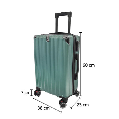 Troler voiaj, Naimeed D5388S, 4 roti duble 360 grade, ABS, inchidere cifru, Verde, 38x23x60cm