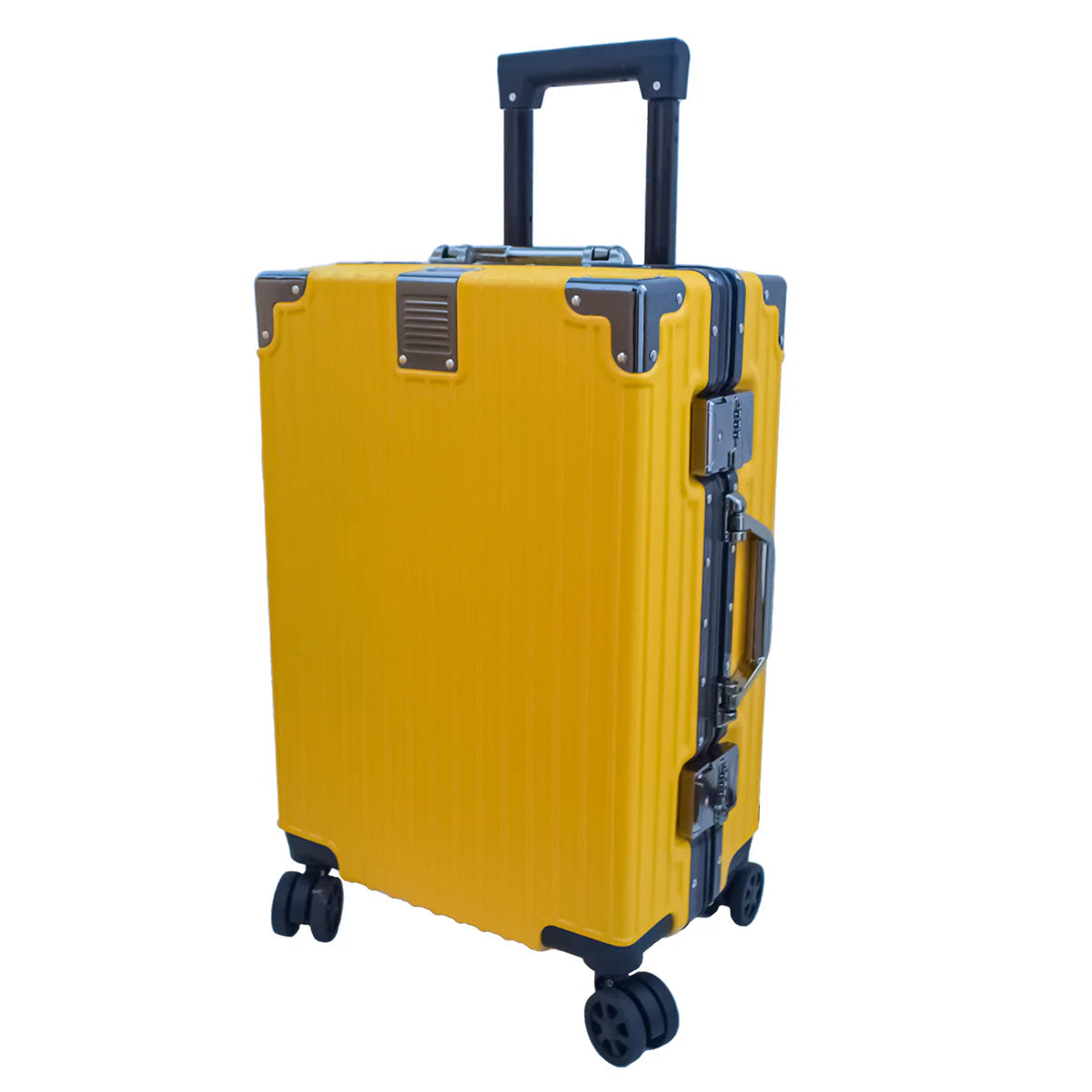 Troler, bagaj de cala, Naimeed D5393L, Premium Voyage, 4 roti duble 360 grade, ABS, inchidere cifru, Galben, 44x29x71cm