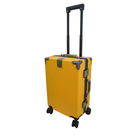 Troler, cabina avion, Naimeed D5393S, Premium Voyage 4 roti duble 360 grade, ABS, inchidere cifru, Galben, 34x23x55cm