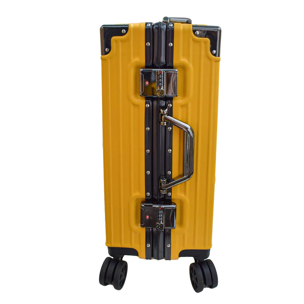 Troler, cabina avion, Naimeed D5393S, Premium Voyage 4 roti duble 360 grade, ABS, inchidere cifru, Galben, 34x23x55cm