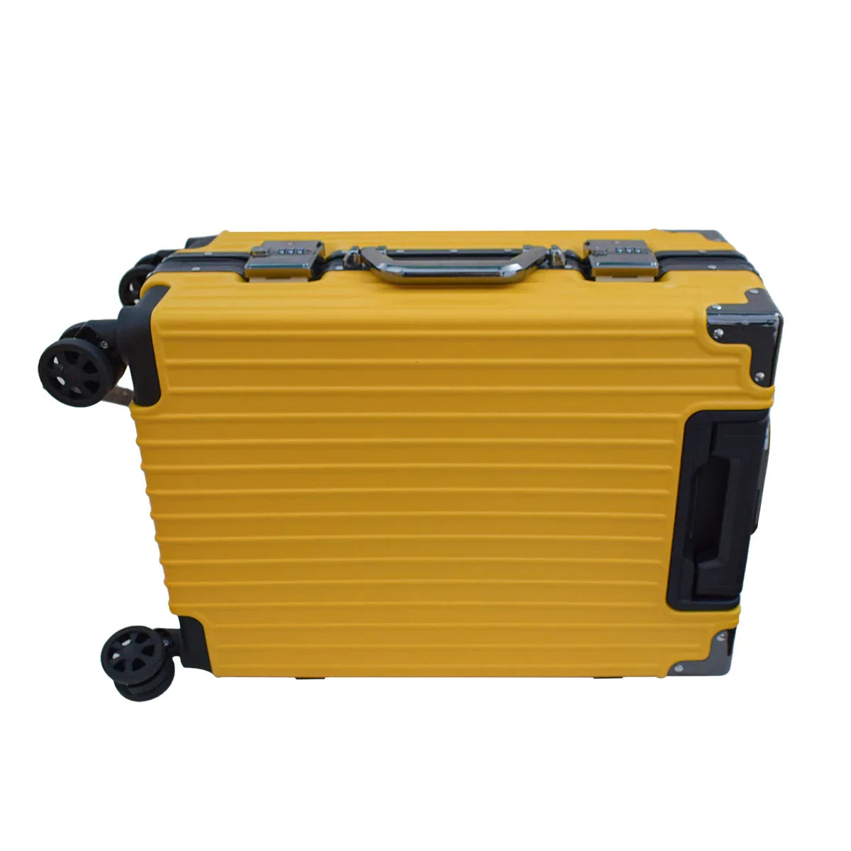 Troler, cabina avion, Naimeed D5393S, Premium Voyage 4 roti duble 360 grade, ABS, inchidere cifru, Galben, 34x23x55cm