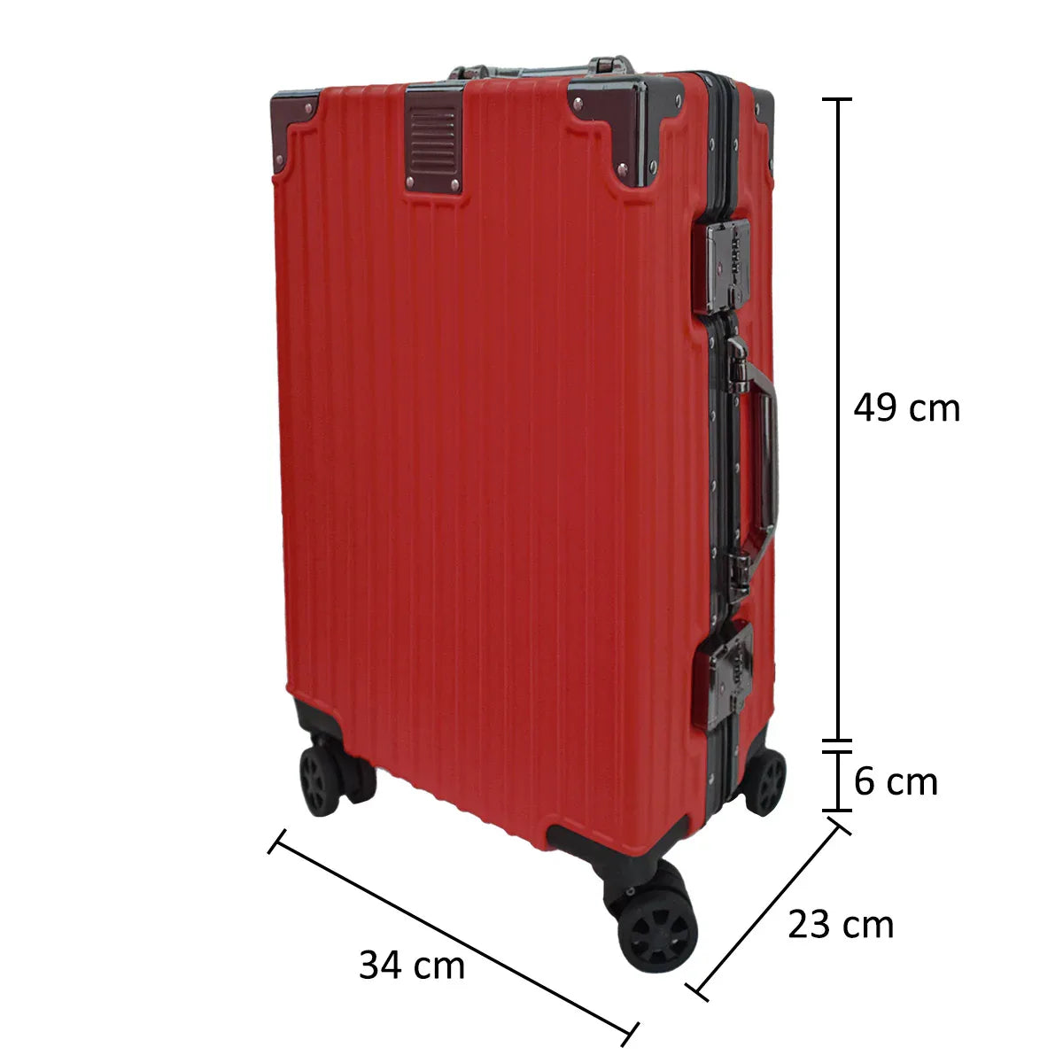 Troler, cabina avion, Naimeed D5395S, Premium Voyage, 4 roti duble 360 grade, ABS, inchidere cifru, Rosu, 34x23x55cm