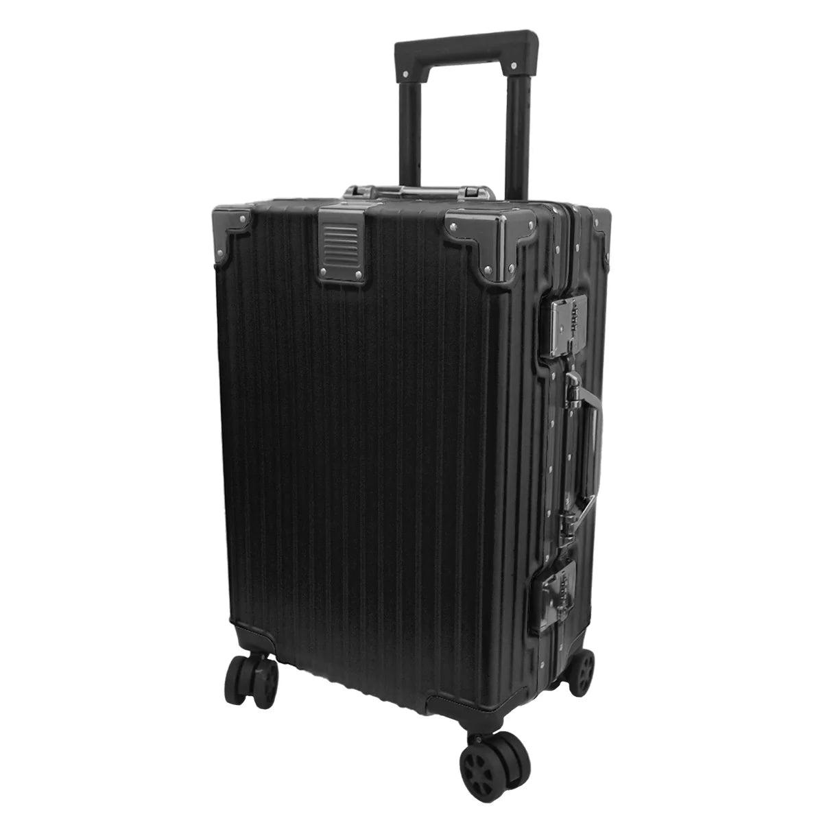 Troler, bagaj de cala, Naimeed D5396L, Premium Voyage, 4 roti duble 360 grade, ABS, inchidere cifru, Negru, 44x29x71cm