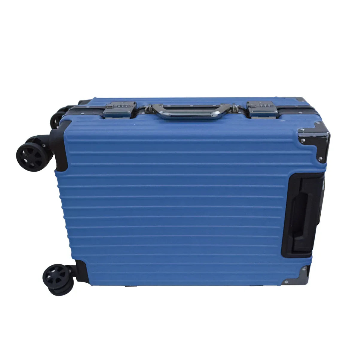 Troler, bagaj de cala, Naimeed D5398L, Premium Voyage, 4 roti duble 360 grade, ABS, inchidere cifru, Albastru, 50x33x77cm