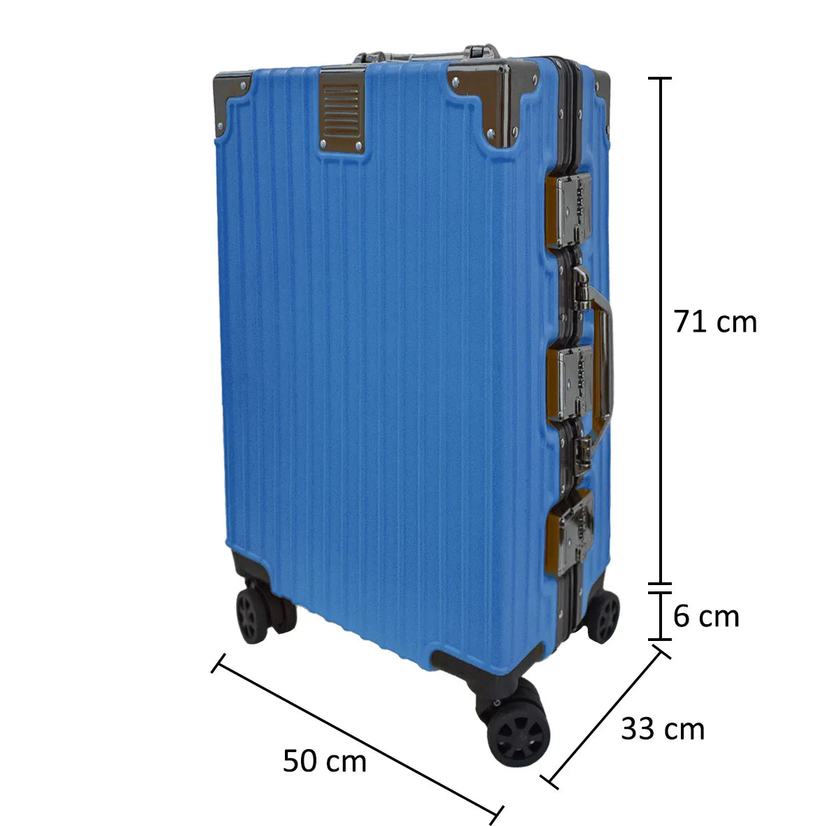 Troler, bagaj de cala, Naimeed D5398L, Premium Voyage, 4 roti duble 360 grade, ABS, inchidere cifru, Albastru, 50x33x77cm