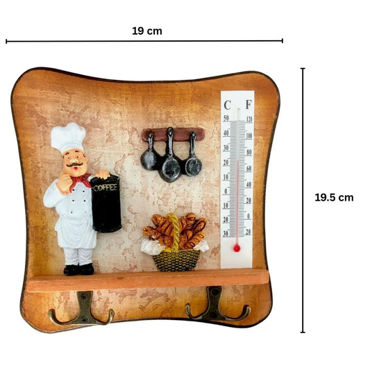 Cuier decorativ cu 2 carlige duble, Naimeed D54-4, 19x19.5x0.8 cm, Maro
