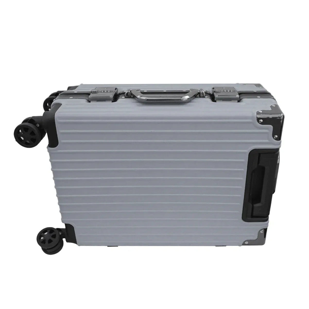 Troler, bagaj de cala, Naimeed D5400L, Premium Voyage, 4 roti duble 360 grade, ABS, inchidere cifru, Argintiu, 50x33x77cm