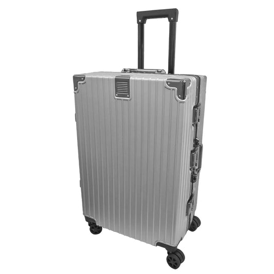 Troler, bagaj de cala, Naimeed D5400L, Premium Voyage, 4 roti duble 360 grade, ABS, inchidere cifru, Argintiu, 50x33x77cm