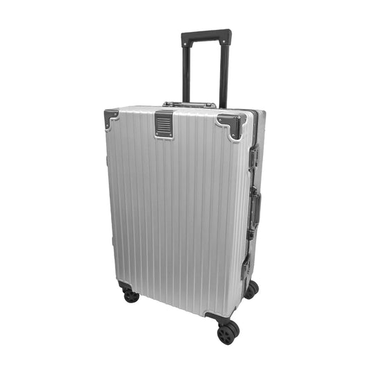 Troler, bagaj de cala, Naimeed D5400M, Premium Voyage, 4 roti duble 360 grade, ABS, inchidere cifru, Argintiu, 42x28x68cm