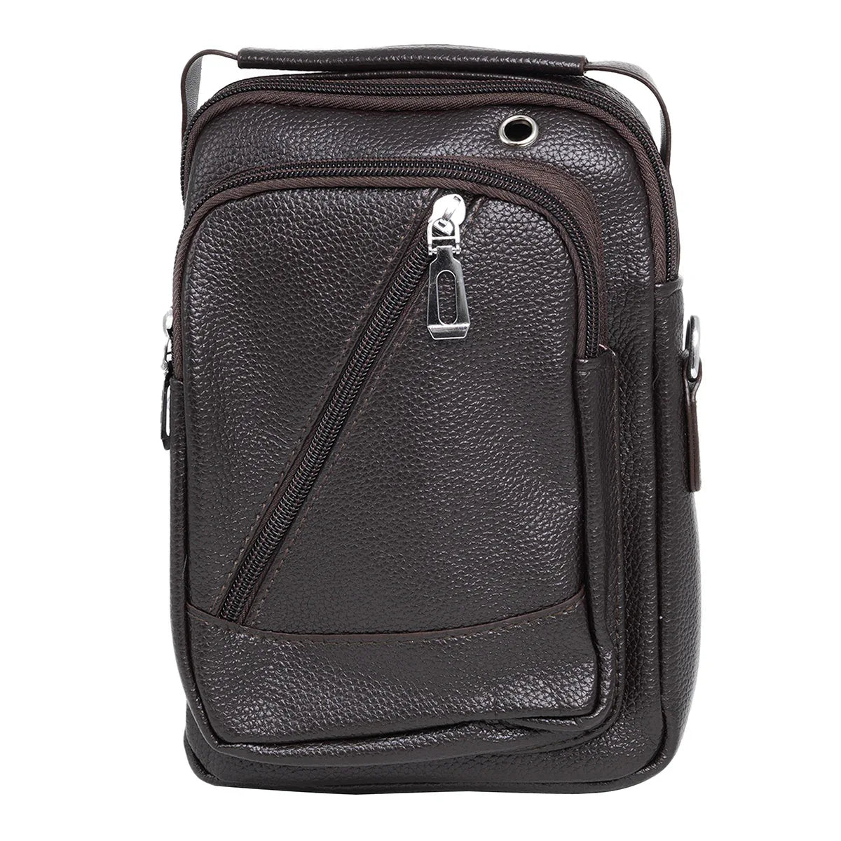 Borseta barbati, de umar, piele ecologica, Naimeed D5433, Companion, Maro inchis, 17x8x23cm