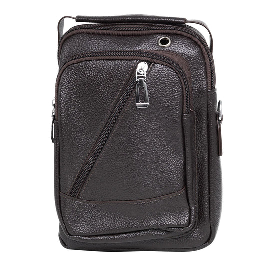 Borseta barbati, de umar, piele ecologica, Naimeed D5433, Companion, Maro inchis, 17x8x23cm