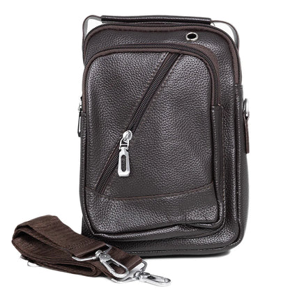 Borseta barbati, de umar, piele ecologica, Naimeed D5433, Companion, Maro inchis, 17x8x23cm