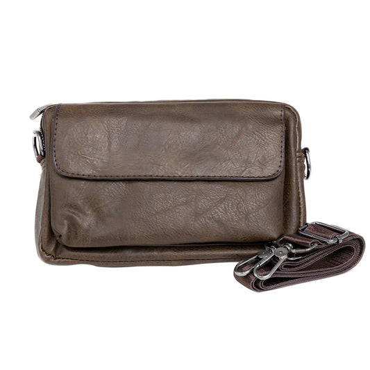 Borseta barbati, de umar, piele ecologica, Naimeed D5444, Companion, Maro inchis, 15x6x23cm