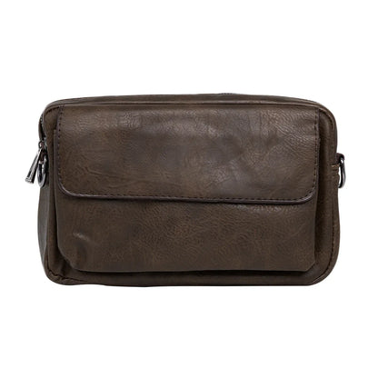Borseta barbati, de umar, piele ecologica, Naimeed D5444, Companion, Maro inchis, 15x6x23cm