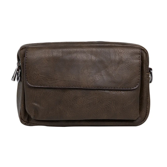 Borseta barbati, de umar, piele ecologica, Naimeed D5444, Companion, Maro inchis, 15x6x23cm