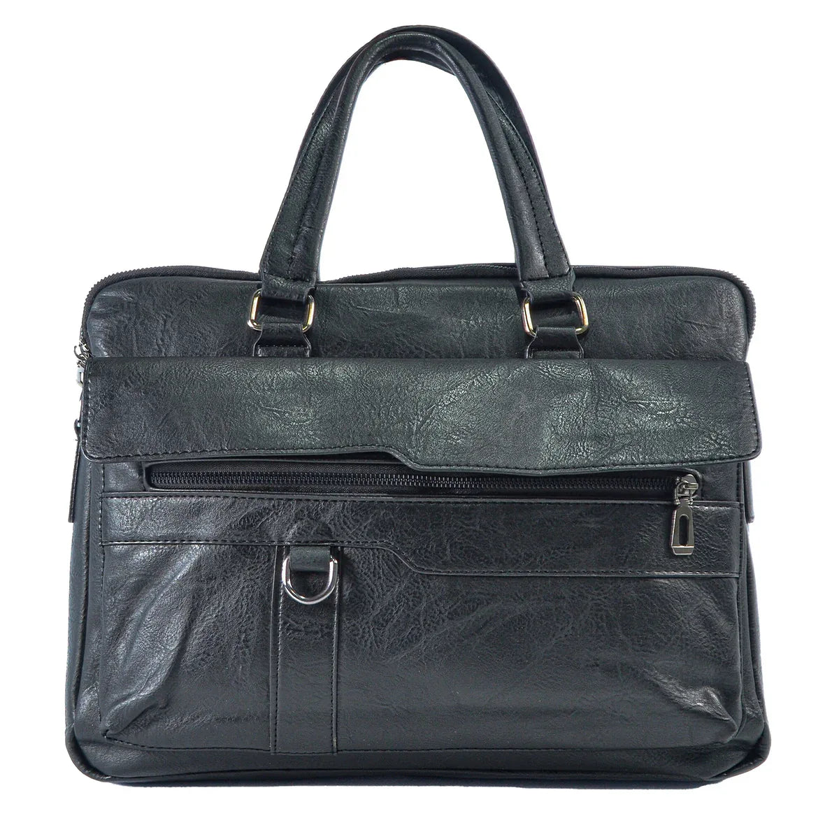 Servieta barbati, piele ecologica, Naimeed D5448, Companion, Negru, 39x7x30cm
