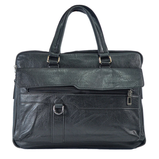 Servieta barbati, piele ecologica, Naimeed D5448, Companion, Negru, 39x7x30cm