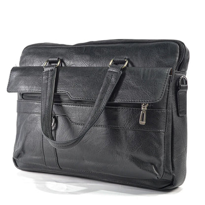 Servieta barbati, piele ecologica, Naimeed D5448, Companion, Negru, 39x7x30cm